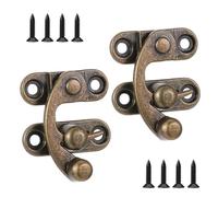 Pestillo giratorio rápido vintage antiguo, 2 unidades, cierre antiguo, cerrojo de bronce, gancho pequeño derecho, cerrojo con tornillos para caja de madera pequeña, joyero, caja de vino