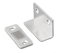 Pestillo magnético fuerte para gabinete, acero inoxidable 304, ultra delgado, para puerta de armario, armario, cajón, kit de accesorios de montaje bidireccional (plateado)
