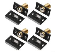Pestillos de bola de puerta, paquete de 4 cierres de resorte ajustables, accesorios de acero inoxidable y latón, control de tensión dual para puertas de armario, acabado negro invisible (parachoques