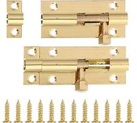 Pestillos para puertas, Cerradura Deslizante Con Perno De Barril De Cobre Con Interruptor, Dorado, Varios Tamaños, Paquete De 2(5.8X1CM)