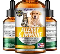 Pet Allergy & Apoyo inmunológico - Fabricado en Estados Unidos - Alivio de alergias para perros y gatos - 100% natural - Cardo de leche y cúrcuma - El mejor tratamiento para el sistema inmunológico de