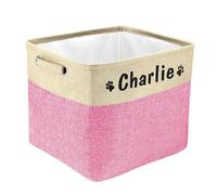PET ARTIST Cesta de almacenamiento plegable para perros nombre personalizado de mascota, cesta de almacenamiento para juguetes y ropa para perros(rosa Big One)