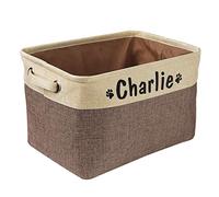 PET ARTIST Cesta plegable para perro nombre personalizado de mascota - Caja de almacenamiento rectangular organizador para juguetes para perros, abrigos para perros, ropa para perros y accesorios