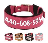 PET ARTIST Collar De Cuero Personalizado Para Perro Grande - Acolchado Suave Y Grueso, Para Mastín Rottweiler, Rojo XL
