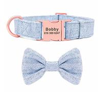 PET ARTIST Collar de Perro Suave y cómodo con Hebilla de Oro Rosa, Collar de Perro Personalizado con Placa de Nombre grabada, Collares Ajustables para Perros pequeños, medianos y Grandes,Azul, M