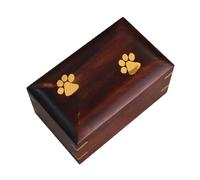 Pet Ashes Box, Wooden Memorial Urn, Keepsake Memory Box, Paw Print Respect Design, for Dog Cat Ashes Remembrance Funeral Memorial Storage Display Home Sympathy Gift Respect Boxes 12.7x7.6x6.5cm