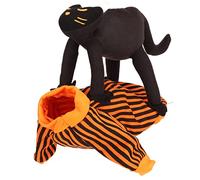 Pet Autumn Celebration Shirt | Warm Funny Dog Cat Costume with Black Cat Design | Holiday Party Outfit for Small/Medium Pets | Polyester Pullover with Stretch Neck