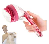 Pet Bath Brush, Chevaroo Horse Brush, 2025 New Fine Hair 2 in 1 Dog Bath Brushs with Built-in Shampoo Dispenser, for Cats, Dogs, Rabbits, Furry Pets (Red)