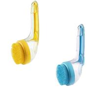 Pet Bath Brush, Pet Bath Brush with Shampoo Dispenser, Newwith Built-in Shampoo Dispenser for Bathing Pets Grooming Massage Brush (Yellow+Blue)