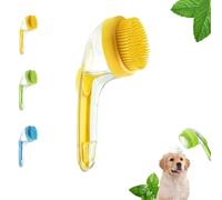 Pet Bath Brush with Shampoo Dispenser, 2025 New 2 in 1 Dog Bath Brush, pet bath brush with Built-in Shampoo Dispenser, for Long Short Haired Dogs Cats (Yellow)