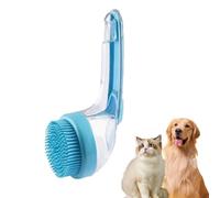 Pet Bath Brush with Shampoo Dispenser, 2025 New 2 in 1 Dog Bath Brush with Built-in Shampoo Dispenser (Blue)