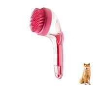 Pet Bath Brush with Soap Dispenser, 2-in-1 Dog Bath Brush Scrubber for Short & Long Haired Dogs & Cats, Dog Shampoo Brushs for Bathing & Grooming Massage (Fine hair red)