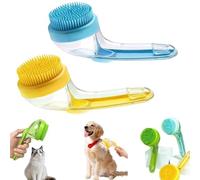 Pet Bath Brush With Soap Dispenser,Dog Bath Brushs with soap dispensers,2 in 1 Dog Baths Brush with Built-In Dispensers, Deep Cleaning Scrubber,For Long Short Haired (Yellow+Blue)
