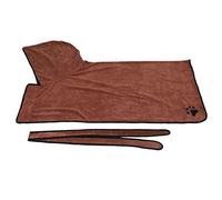 Pet Bathrobe for Dogs & Cats | Wearable Hooded Drying Towel with Adjustable Belt | Absorbent Dog Towel for After Bath/Rainy Walks | Brown (Metro)