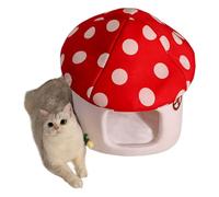 Pet Bed Warm Cave Nest, Mushroom Shaped Cat Tent, Cozy Puppy House Sleepings Cave, Insulated Soft Small Animal Shelter, Comfortable Winter Sleeping Bed for Cats Dogs, 1 Piece