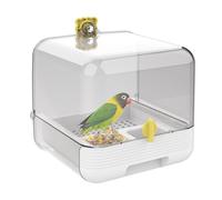 Pet Bird Feeder - Cuenco 2 en 1 para baño de jaulas de pájaros, bañera de limpieza rápida y transparente alimenta el contenedor exterior Pascota desde el exterior