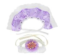 Pet Birthday Costume Set | Little Pig Lace Bandana Bib & Crown Hat | Cute Pet Party Outfit for Dogs/Cats/Small Animals | Soft & Breathable (Purple)