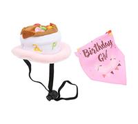 Pet Birthday Suit Cake Hat Triangle Scarf Combination Dog Birthday Party Costume Dress Up Accessories for Small Medium Large Dogs Flannel Nylon Adjustable Elastic 12cm Hat 66mm (Juego de Polvo para