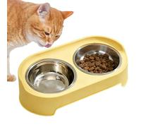 Pet Bowl - Cat Feeding Bowl Set | Stainless Steel Double Pet Feeder Tray | Leak-Proof Non-Skid Food and Water Bowls For Cats, Puppies, Medium and Large Dogs | Pets Dining Dish Set