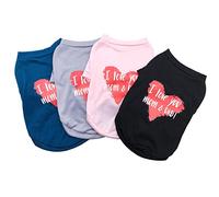 Pet - Camiseta con texto en inglés "I Love You Mom & Dad", ropa para cachorros, camisas para perros, suéter suave, chaleco para gatos y perros pequeños (L: paquete de 4)