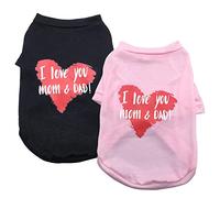 Pet - Camiseta con texto en inglés "I Love You Mom & Dad", ropa para cachorros, camisas para perros, suéter suave, chaleco para gatos y perros pequeños (XS: negro y rosa)