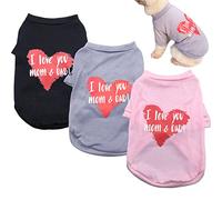 Pet - Camiseta con texto en inglés "I Love You Mom & Dad", ropa para cachorros, camisas para perros, suéter suave, chaleco para gatos y perros pequeños (L: 3 unidades)