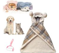 Pet Cape Blanket, Warm Winter Blanket Cape for Dogs and Cats, Cats Cold Weather Coat Wraps with Hood for Indoor After Bath Outdoor Walks