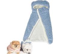 Pet Cape Blanket, Warm Winter Blanket Cape for Dogs and Cats, Fleece Lining Extra Warm Dog Hoodie, Pet Winter Coat with Hat, Pets Coats for Small Medium Large Dogs-Blue||S