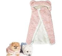 Pet Cape Blanket, Warm Winter Blanket Cape for Dogs and Cats, Fleece Lining Extra Warm Dog Hoodie, Pet Winter Coat with Hat, Pets Coats for Small Medium Large Dogs-Pink||L