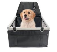 Pet Car Seat, Animal Accessories, 15.75x14.57x16.93 Inches Waterproof Puppy Travel Bed with Mesh Window, Storage Pocket, Adjustable Buckle, and Removable Washable Cover