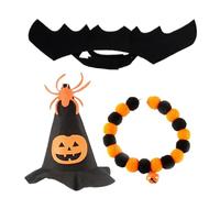 Pet Cat Bat para Halloween, disfraces de Halloween de gato 3pcs/set lindo trajes de mascotas de fieltro incluyen sombreros de brujas y cuello y ala de murciélago para kitty pequeño de tamaño mediano