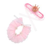 Pet Cat Birthday Collar and Pink Crown Hat Soft Neckerchief Bib for Dogs and Cats Durable Decorative Kitten Neckwear for Parties Photos and Daily Use