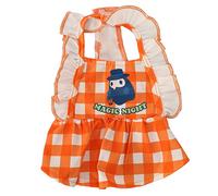 Pet Cat Dress Breathable Polyester Lovely Plaid Lace Summer Girl Pet Dress for Medium Small Cat Dog Rabbit Comfortable Lightweight Soft Polyester Material 5 Sizes (XS)