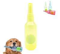 Pet Chew Beer Bottle with Tennis Ball, Crunch and Play Bottle Dog Toy, Crunchnplay Bottle Toy, for Play and Training, Teeth Grinding (Yellow,Large)