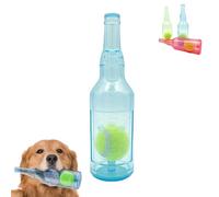 Pet Chew Beer Bottle with Tennis Ball, Crunch and Play Bottle Dog Toy, Crunchnplay Bottle Toy, for Play and Training, Teeth Grinding (Blue,Large)