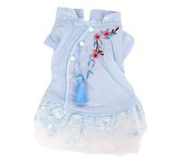 Pet Chinese Style Hanfu Skirt, Elegant Dog Dress with Cheongsam Design, Soft Cotton Layered Pettiskirt for Small Dogs Cats Rabbits, Breathable Festive Outfit for Photos Parties (Metro)