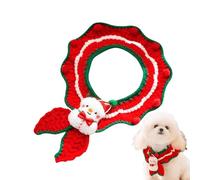 Pet Christmas Collar, Winter Cat Scarf, Knitted Neck Warmer with, Aid with Sturdy Build, Modern Holiday Style, Accessory for Bichon Frise Adult Cats Small Dogs Rabbits