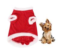 Pet Christmas Costume Dress | Red Plush Love Pattern Holiday Party Clothing for Dogs & Cats | Soft Dog Sweater/Cat Apparel/Festive Outfit (XS)
