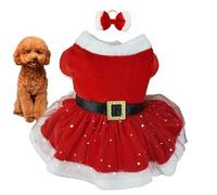 Pet Christmas Outfit | Shiny Netting Santa Claus Cute Girl Clothing Red Dresses | Dog Santa Claus Costume Christmas Holiday Apparel Cute Girl Clothing Red Dresses For Christmax