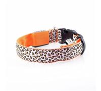 Pet Collar Led Luminous Collar Teddy Dog Luminous Dog Collar Collar Puppy Leopard Collar (Orange Medium)