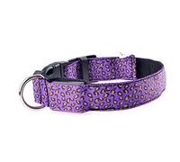 Pet Collar Led Luminous Collar Teddy Dog Luminous Dog Collar Collar Puppy Leopard Collar (Purple. Medium)
