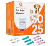 Pet Control HQ Tiras de prueba extra de glucosa de azúcar en sangre, calibradas para perros y gatos, pruebas de diabetes precisas en laboratorio con 2 chips de código calibrados, 50 tiras de prueba