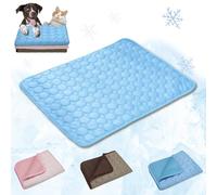 Pet Cool Mat,Cats Dogs Cooling Bed,Ice Silk Cooling Mat for Dogs Cats,Cool and Soft Ice Silk Mat Pet Supplies In Summer,Portable Washable Pet Cooling Blanket-A||L