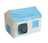 Pet Cooling House, Feral Cat Shelter, Temperature Control Weather Proof Lightweight Portable Cozy Comfortable Space, Small House for Outdoor Indoor, 18.11x14.96x16.93Inches, Blue, Green, Camouflage