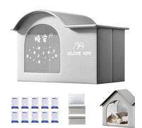 Pet Cooling House for Cats and Small Dogs, Foldable Indoor Outdoor Cat House with 10 Ice Packs, Waterproof Insulated Dog House, Ventilated Summer Cooling Cat Bed Shelter (Gray1, 18.1 * 13.8 * 14.6in)