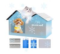 Pet Cooling House, Insulated Cat Shade Shelter, Aluminum Foil Tent Cave, Tear-Resistant Material Spacious Breathable Design for Apartment, Beach, Car, Backyard, Balcony Travel Use