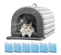 Pet Cooling House - Keeps Cats Cool with Ice Box | Foldable Cat Air-Conditioned House Ventilated Easy Assemble | for Indoor Outdoor Summer, Kitten Pet Ice Houses, Non-Slip, Waterproof
