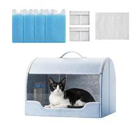Pet coolingBed - Small Size Waterproof Breathable Pet House, Summer coolingCat Bed | Gray Pearl Cotton icePet Nest for Small Cats and Dogs, coolingSleeping Mat with iceCrystal Box, Porta