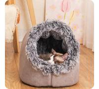 Pet Cozy Warm Cave Bed, Anti-Anxiety Dog Crate Mattress, Winter Warm Closed-Off Cat Beds, Removable and Washable, for Small Pets (A,Medium)