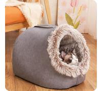 Pet Cozy Warm Cave Bed, Anti-Anxiety Dog Crate Mattress, Winter Warm Closed-Off Cat Beds, Removable and Washable, for Small Pets (B,Medium)